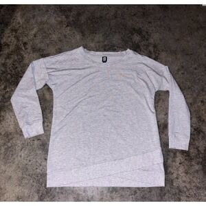 Ideology Sweatshirt Women Large Gray Crew Neck French Terry Tulip Hem Athletic